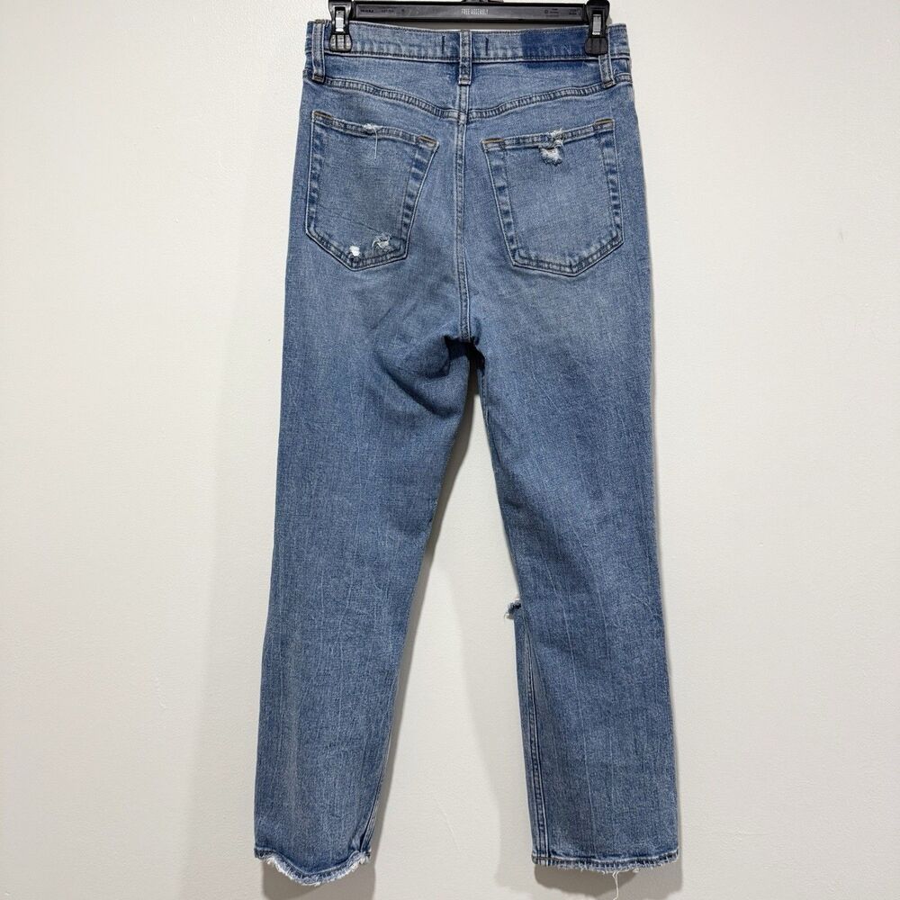 Abercrombie & Fitch Blue Distressed High Straight Leg Jeans Women Size 4 EUR 27 - Picture 2 of 7